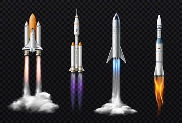 Realistic Rockets Transparent Set © Macrovector