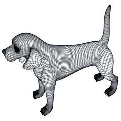Beagle dog polygonal lines illustration. Abstract vector dog on the white background