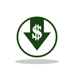 Cost reduction icon in trendy flat style. Money symbol with down arrow design symbol for your web site design, logo, app, UI Vector EPS 10.