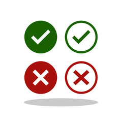 Approved and rejected icon set in trendy flat style. Checkmark and X design symbols for your web site design, logo, app, UI Vector EPS 10.