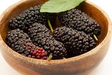 fresh and ripe mulberries background