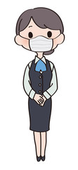 マスクをして働く女性
