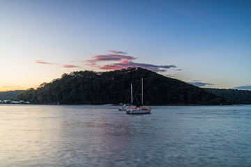 Sunrise over the Bay with Boats