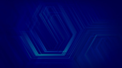 Dark blue background with abstract hexagonal lines.