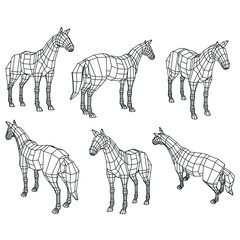 Line horse on white background. Vector graphic icon animal