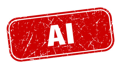 ai stamp. ai square grungy red sign