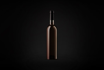 Wine bottle mock-up on dark background. Good use for your design, advertising and presentation. Mock up drink with place for lable and text. Branding and packaging template.