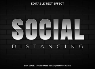 social distancing text effect abstract background template with bold style use for logo and banner headline