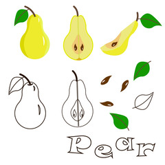 Vector illustration on white background. Food set. Isolated set vector illustration. Food icon pears.