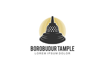 Vector silhouette of the Indonesian Buddhist Borobudur temple logo
