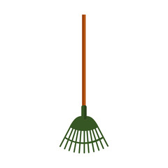 Vector silhouette rake for the garden on a white background. For agriculture and caring for plants and vegetables. Flat design illustration of objects without fill. Vector and stock illustration.