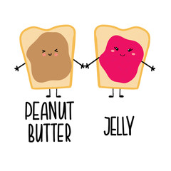 Mascot Illustration of a Peanut Butter and Jam Sandwiches Hanging Out Together - 341975979