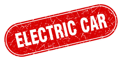 electric car sign. electric car grunge red stamp. Label