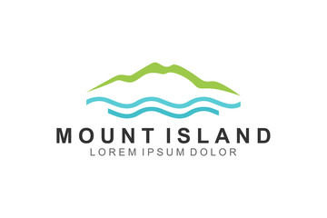 Mountain island logo design park outdoor icon symbol  - obrazy, fototapety, plakaty