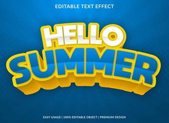 hello summer text effect abstract background template with bold style use for logo and banner headline