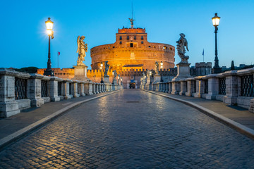 Castel Sant'Angelo Rome appears like a ghost city during the covid-19 emergency  lock down
