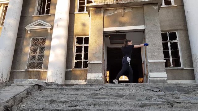 Girl athlete. training, martial arts, leg, kick, sport