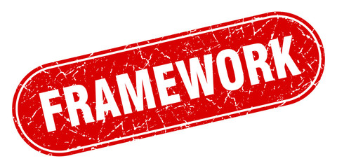 framework sign. framework grunge red stamp. Label
