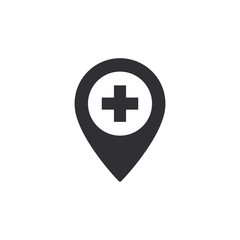 Pharmacy pointer. Location pin. Location icon. Hospital sign. Pointer location hospital. Doctor's pointer. Clinic pointer. Online health.