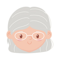 Isolated grandmother head with glasses vector design