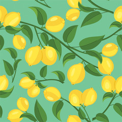 Lemon pattern. Vector seamless texture.