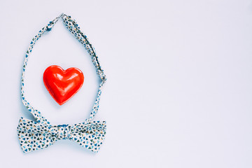 Colorful bow tie with red heart.Valentines day.