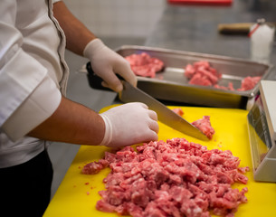 Chef cook preparing meatloaf composition