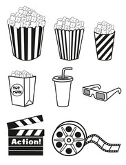 Movie items set. Vector illustration. 
