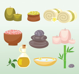 Set of spa items. Vector illustration.