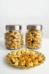 Delicious snack for eid mubarak tradition. traditional islamic snack asian nastar over white