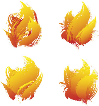 fire brushes, fire flames vector image