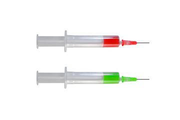 Green and Red syringes