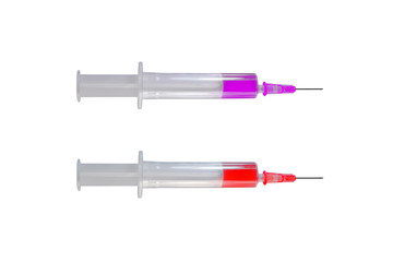 Pink and Red syringes