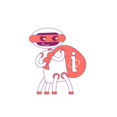 Information stealing robot red linear object. Scraper bad bot thin line symbol. Info harvesting software, artificial intelligence technology isolated outline illustration on white background