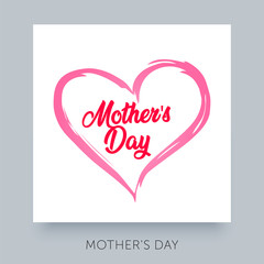 Fototapeta na wymiar Happy Mother`s Day elegant hand lettering card. Calligraphy vector text inscription with heart for your design, banner, graphics, flyer, invitation etc. Best mom ever greeting. Family holiday.