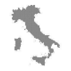 Fototapeta na wymiar Vector of the Italy in a pixel art style. Map with light medical concept for Covid-19