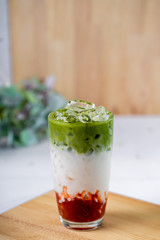 Strawberry matcha latte