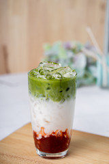 Strawberry matcha latte