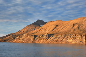 Mountain landscape of the Svalbard archipelago.