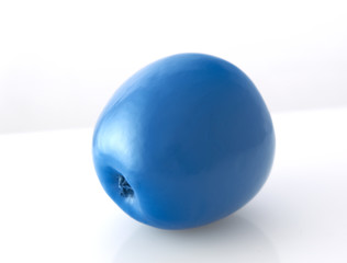 blue apple on a white background