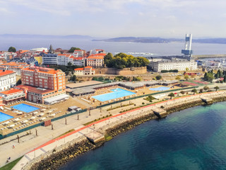 Fototapeta premium Aerial view in La Coruña, city of Galicia,Spain. Drone Photo
