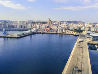 Fototapeta premium Aerial view in La Coruña, city of Galicia,Spain. Drone Photo