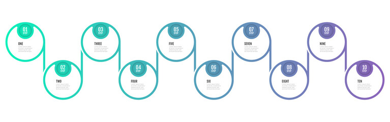 Vector infographic template for business process step design with circle elements. Timeline with 5 number options.