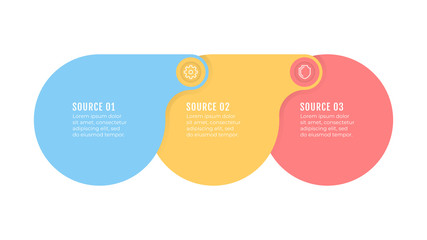 Presentation 3 steps infographic template. Vectoe business process design layout with circles.