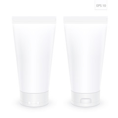 Blank White cosmetic tube pack Of Cream Or Gel. Ready for your package design. isolated on white background