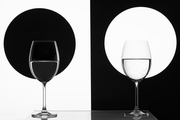 balance in the composition with glasses