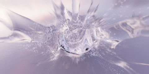 Obraz na płótnie Canvas water splash spills out of glass 3d action movement rendering illustration