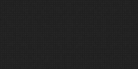 Seamless grid wireframe texture vector illustration. White dots on black background. Horizontal oriented dot grid paper background.