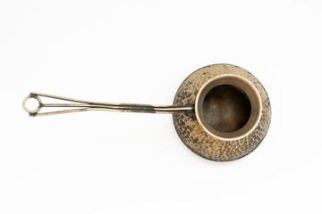 vintage coffee cezve on white background