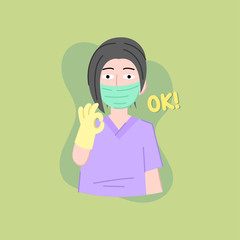 CUTE FEMALE NURSE SHOW OK SIGN